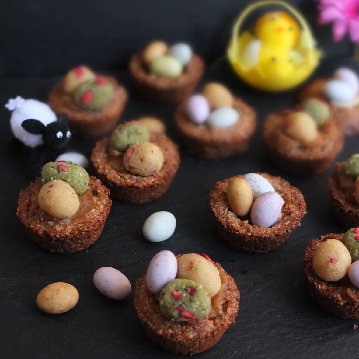Healthy cinnamon spiced cookie nests for Easter