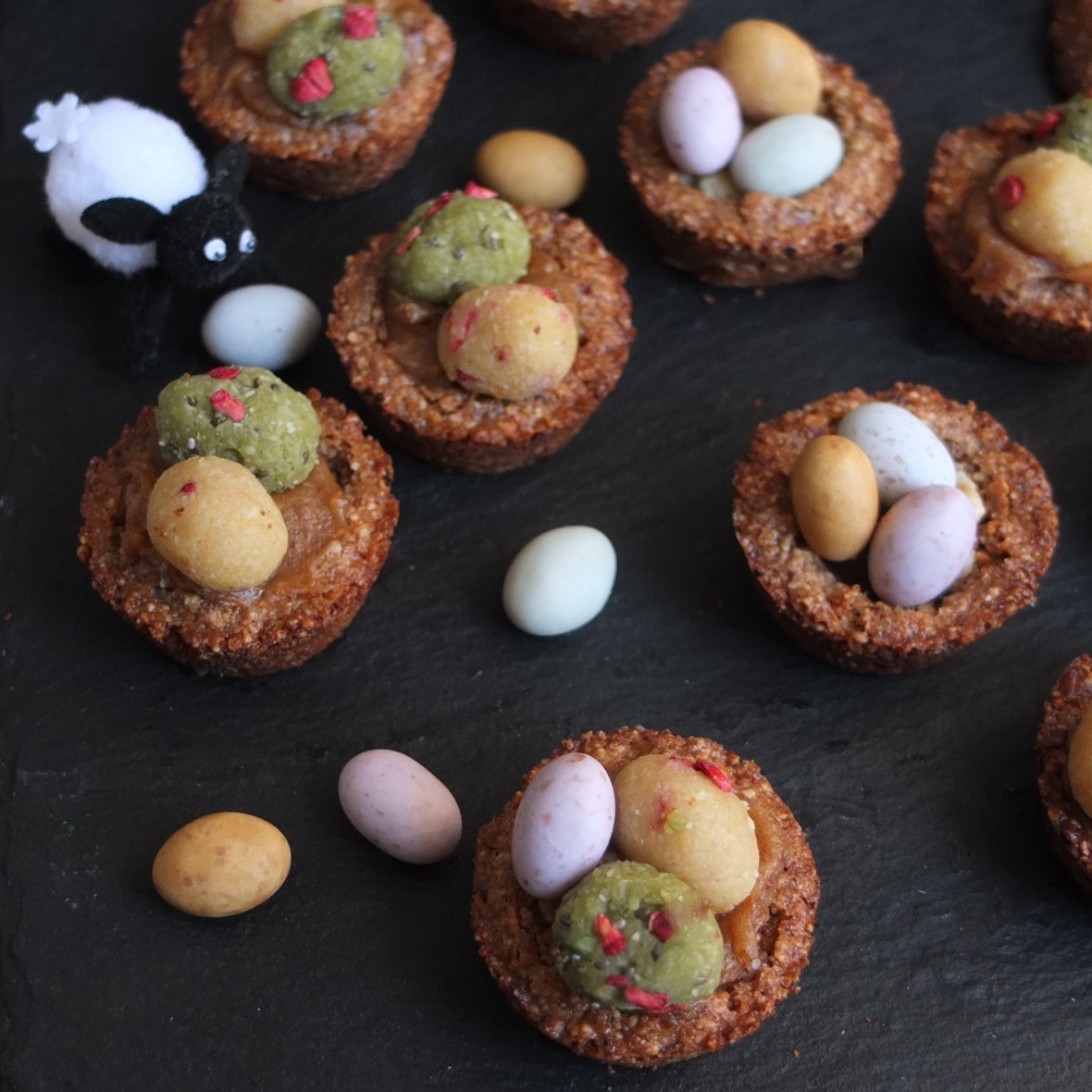 Healthy cinnamon spiced cookie nests for Easter