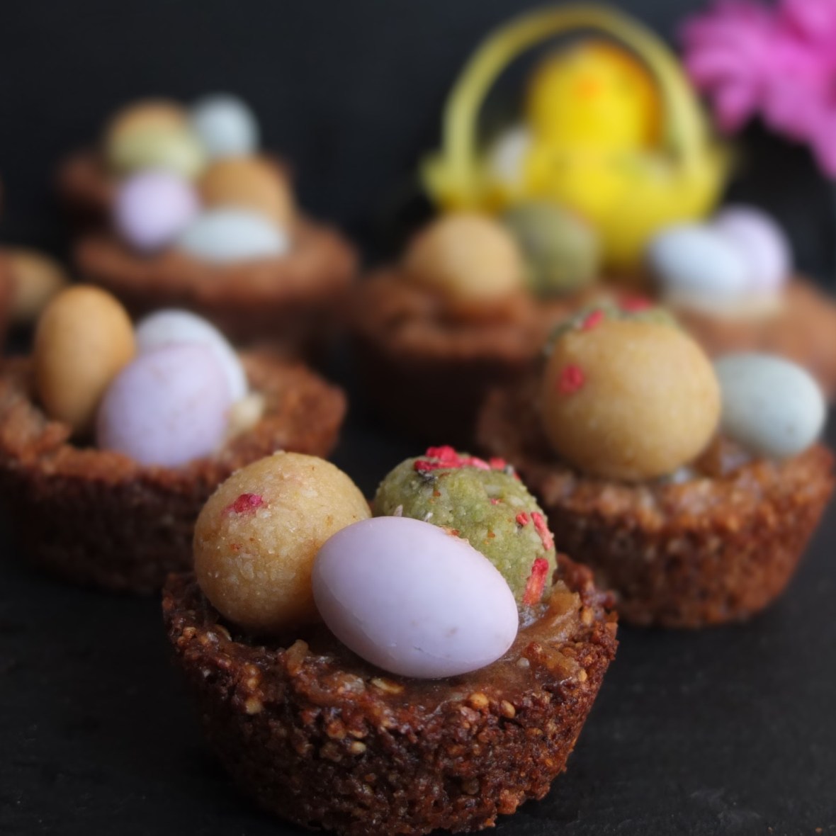 Healthy cinnamon spiced cookie nests for Easter