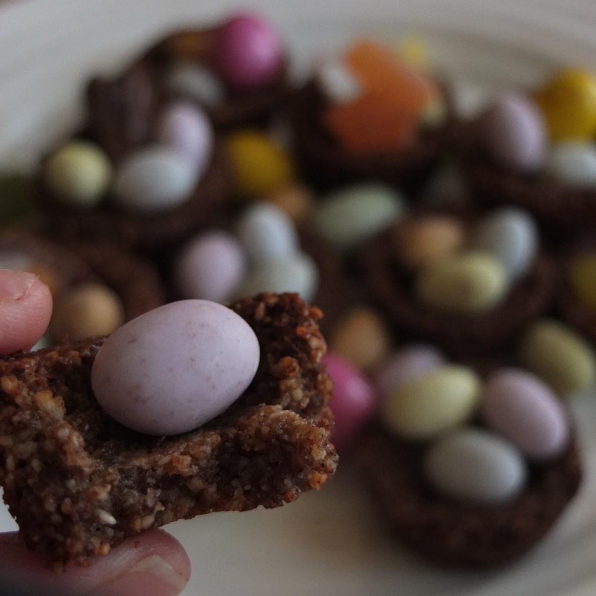 Healthy cinnamon spiced cookie nests for Easter