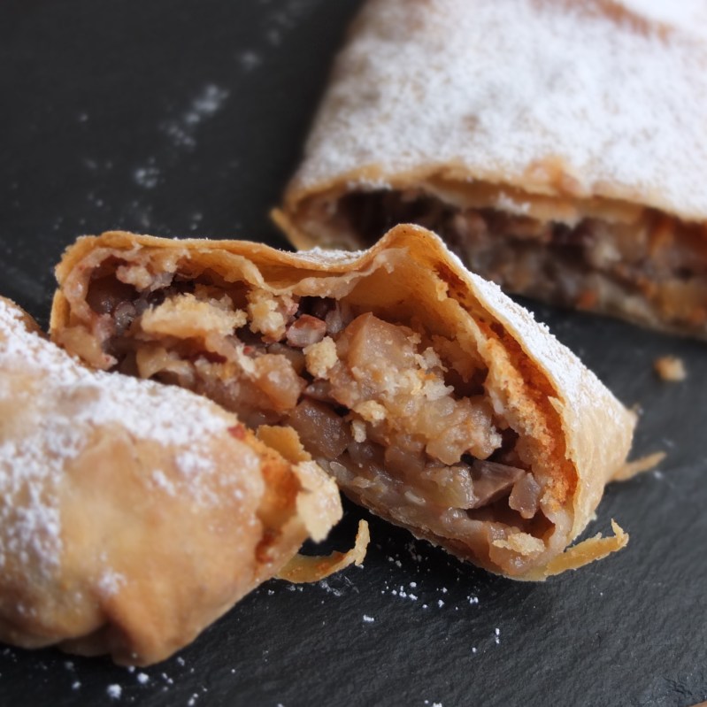 Apple strudel with traditional pastry