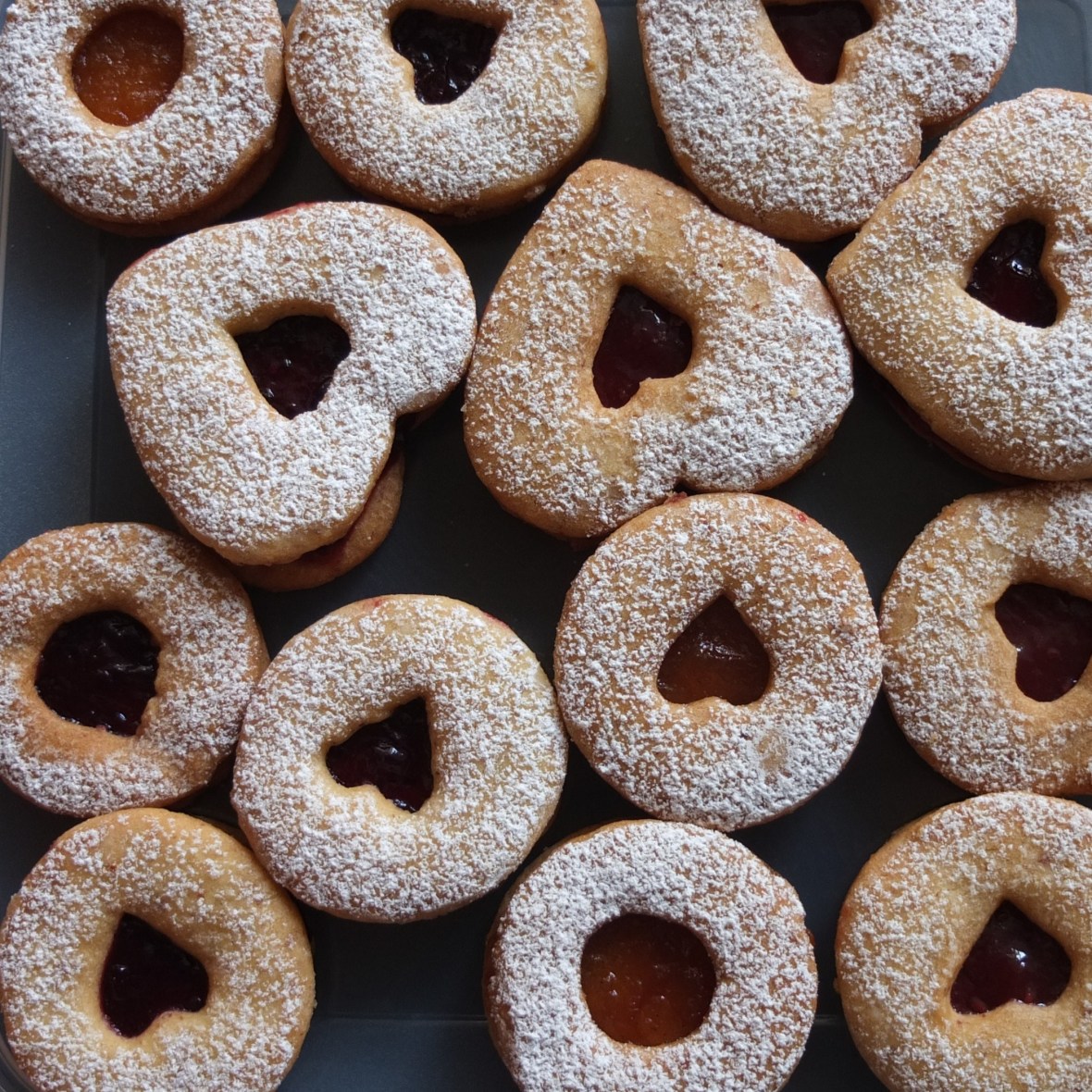 Vanilla and lemon Linzer jam cookies