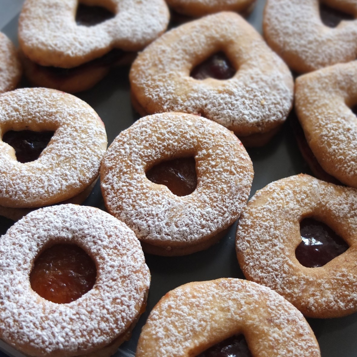 Vanilla and lemon Linzer jam cookies