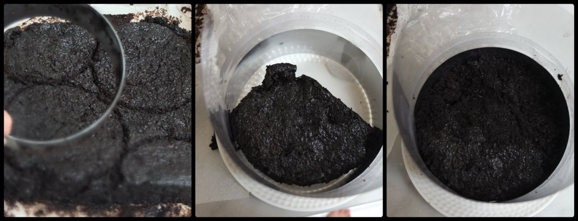 Assembling the Snicker Cake layers 1