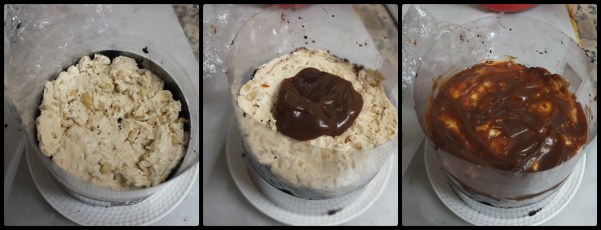 Assembling the Snicker Cake layers 2