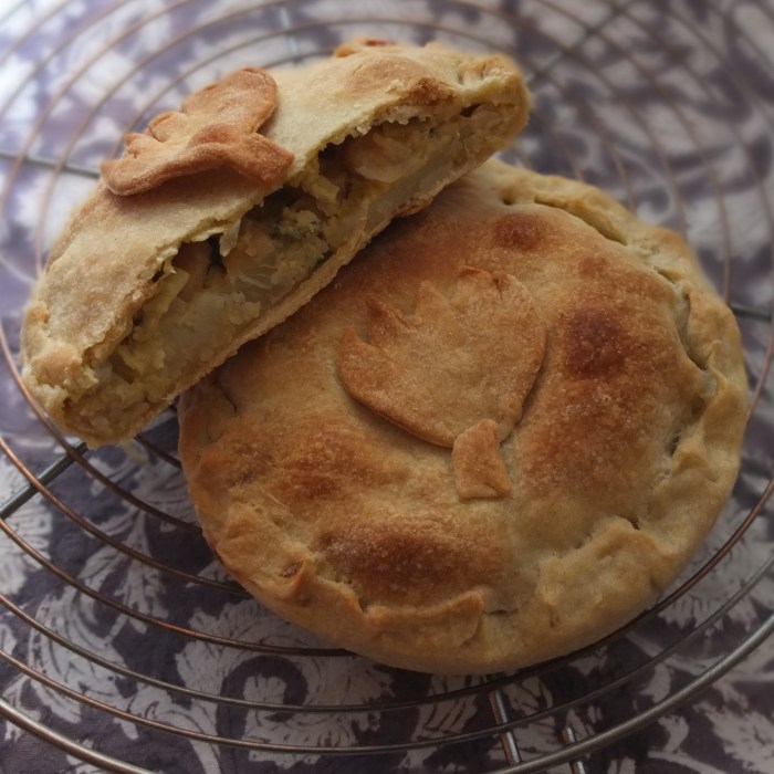 Artichoke, beans and potato pies