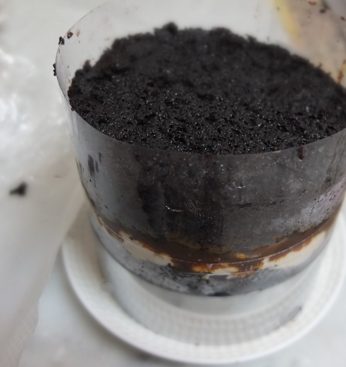 Assembling the Snicker Cake layers 3