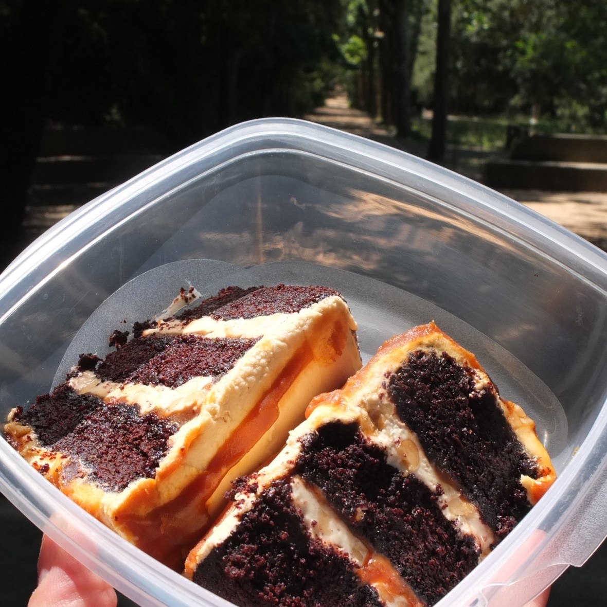 A few slices of Snickers cake