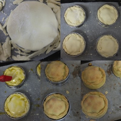 Making small artichoke, bean and potato pies 2