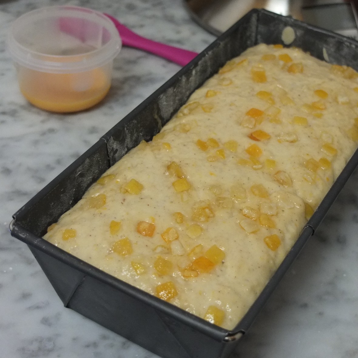 Making the sourdough orange and lemon cake dough