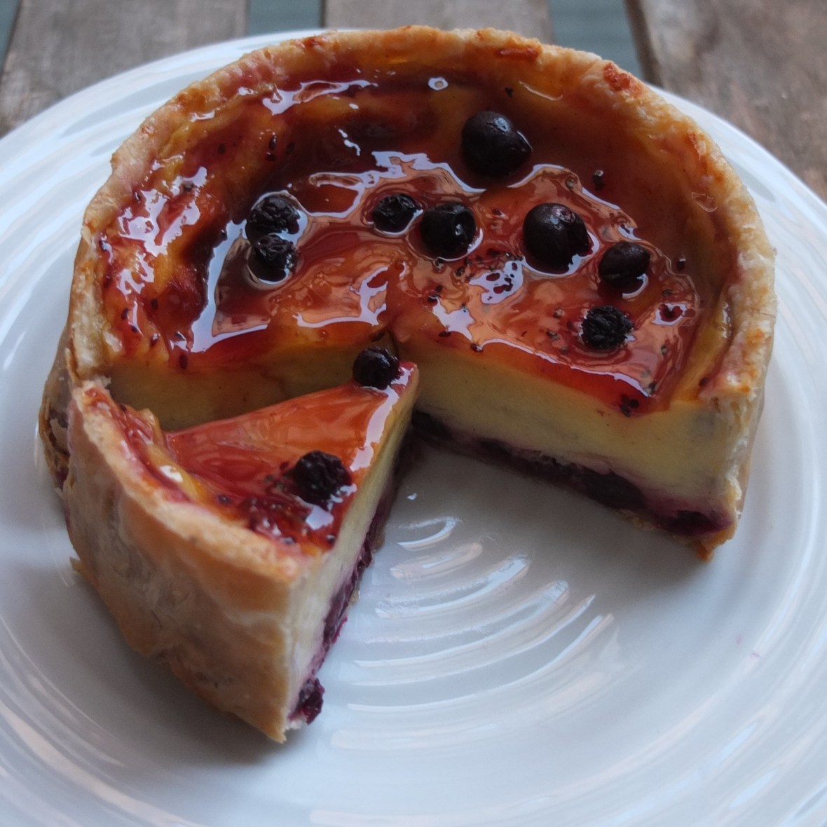 Blackcurrant custard tart - flan cassis