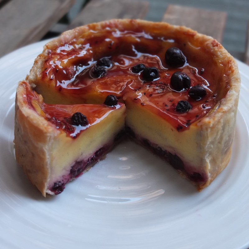 Blackcurrant custard tart - flan cassis
