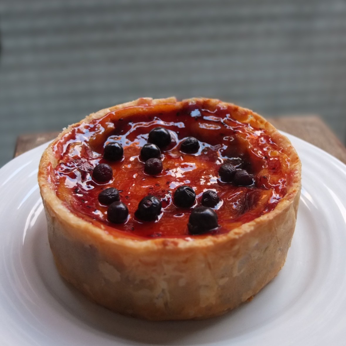 Blackcurrant custard tart - flan cassis