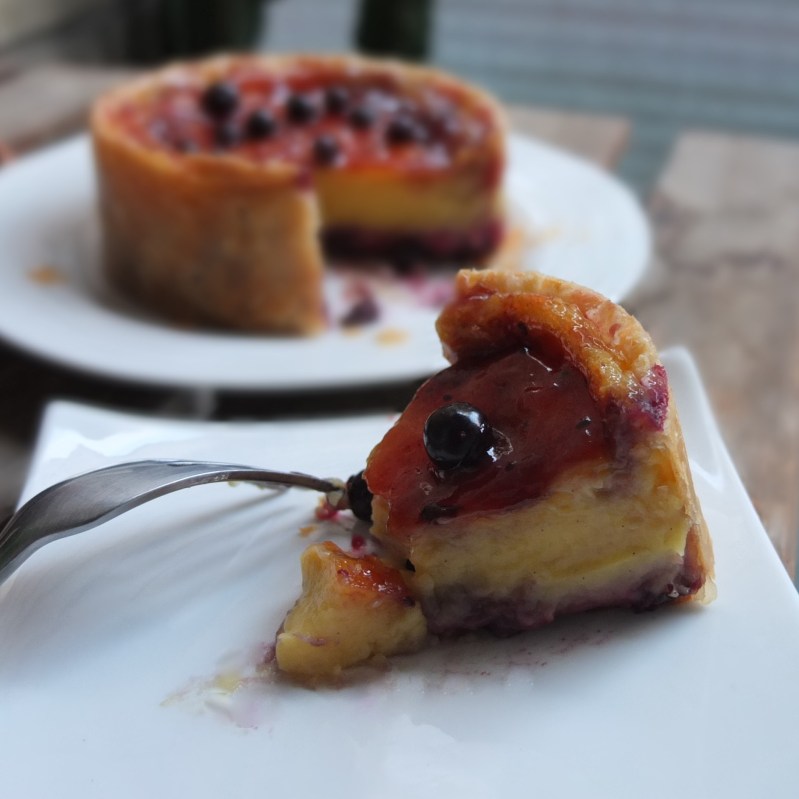 Blackcurrant custard tart - flan cassis