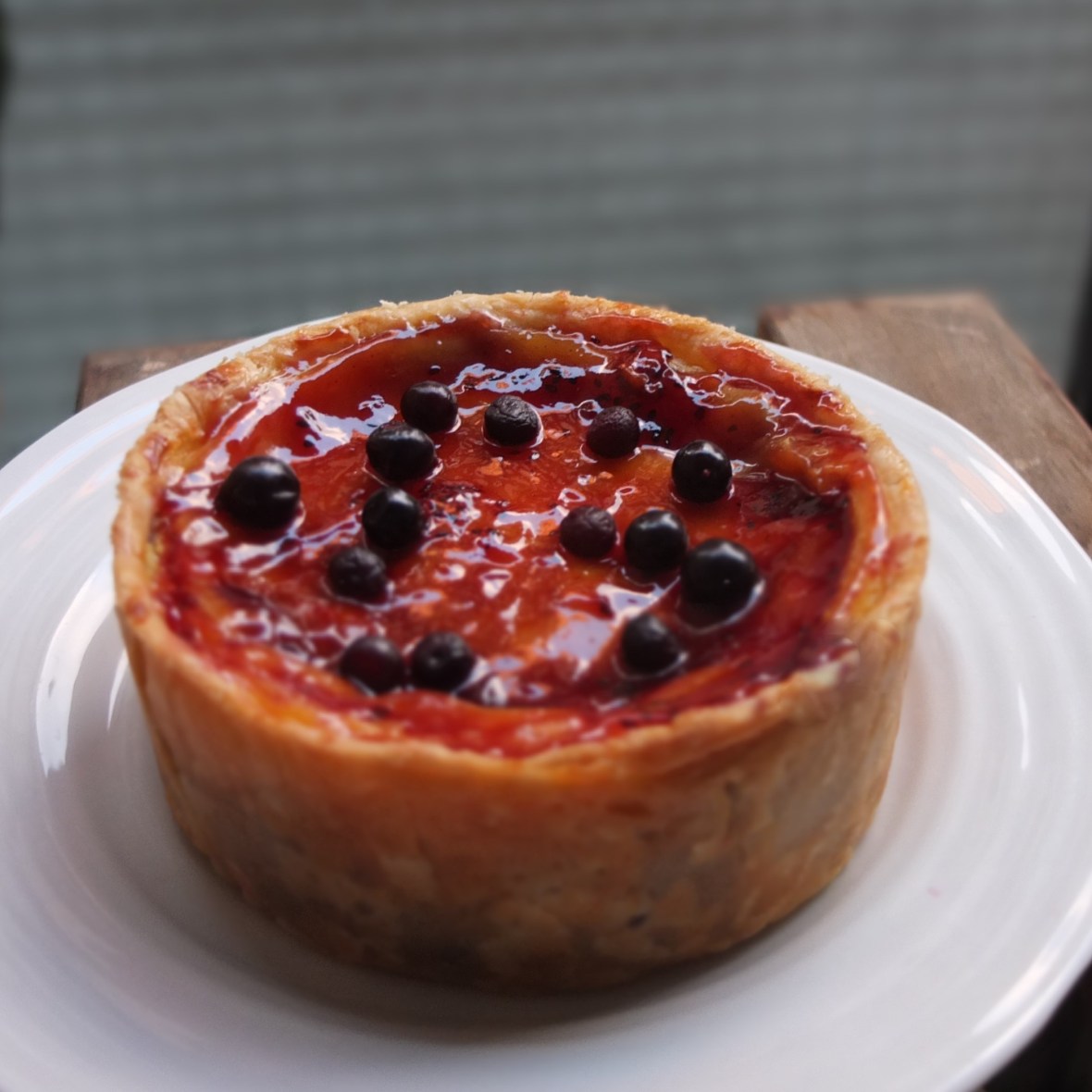 Blackcurrant custard tart - flan cassis