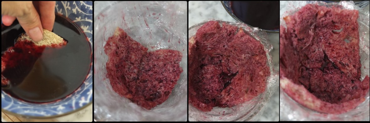 Assembling the sourdough summer pudding 2