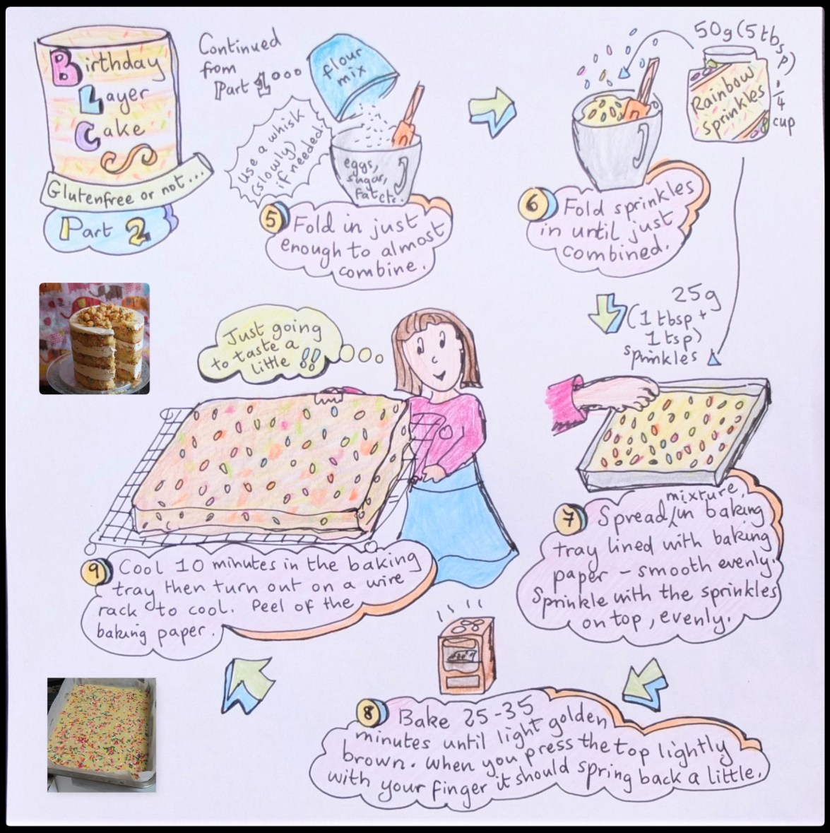 Birthday layer cake illustrated recipe - sponge part 2