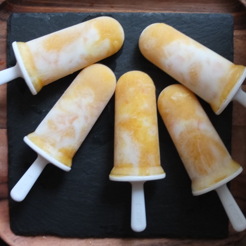 Kefir and apricot ice lollies
