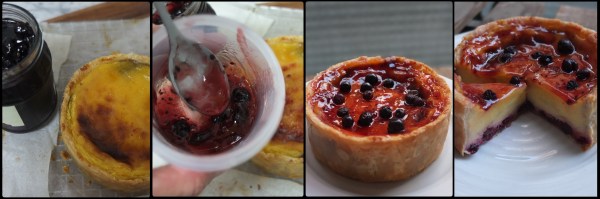 Glazing the flan with jam