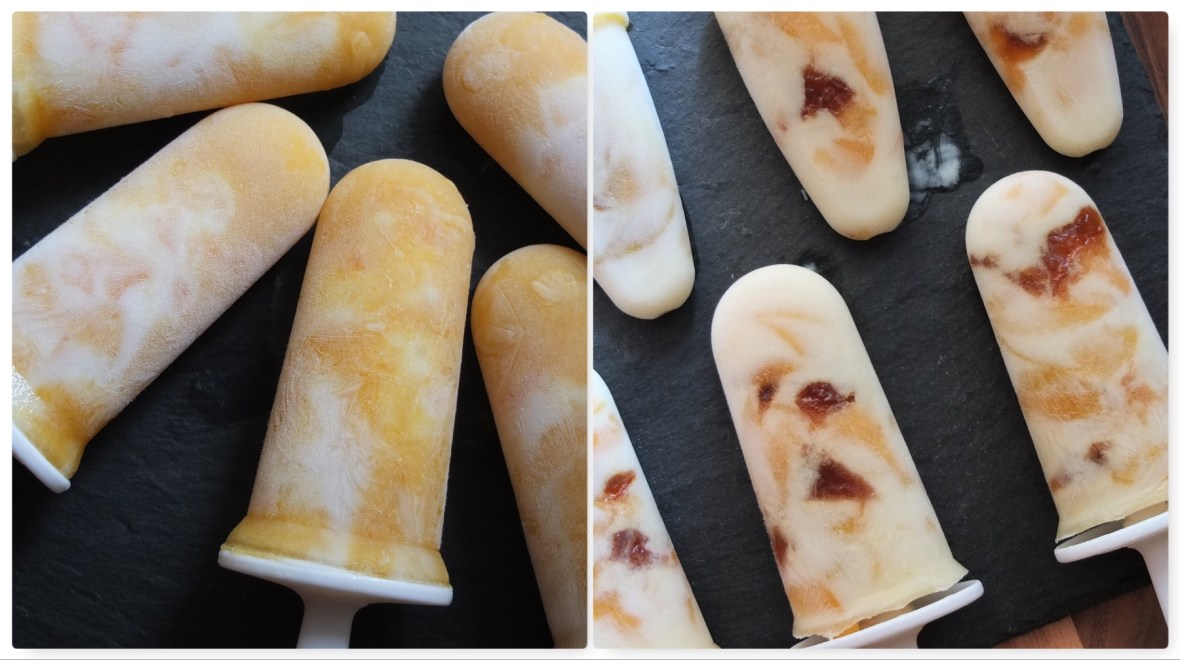 Kefir and apricot ice lollies