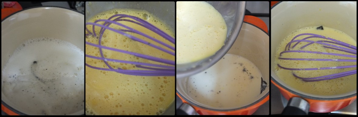 Making custard filling for flan 2