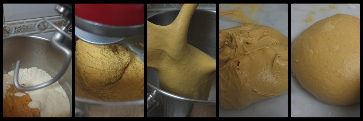 Pumpkin and chocolate buns, dough