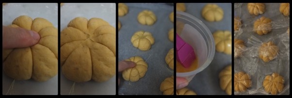 Pumpkin and chocolate buns, shaping and 2nd proof