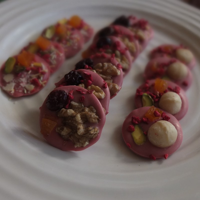 Ruby chocolate mendiants