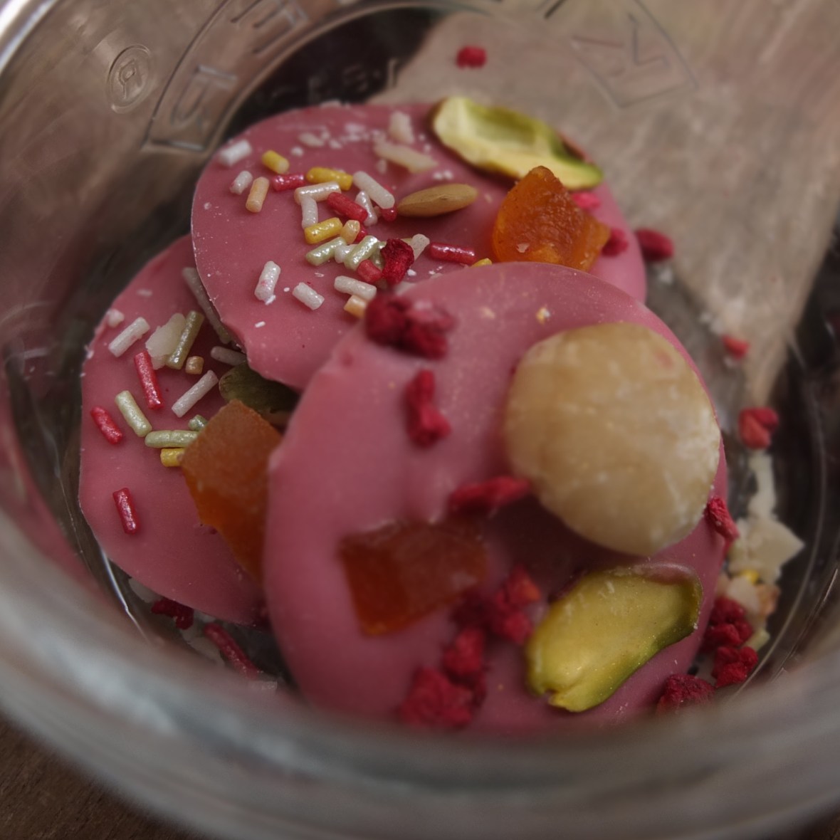 Ruby chocolate mendiants