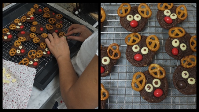 Decorating the Rudolph chocolate cookies 2