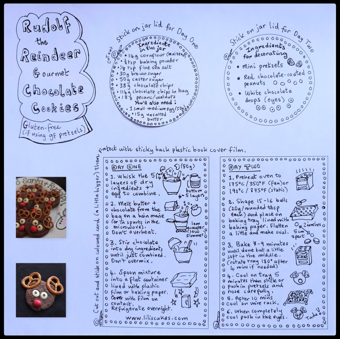 Rudolph chocolate cookie jar labels in black and white