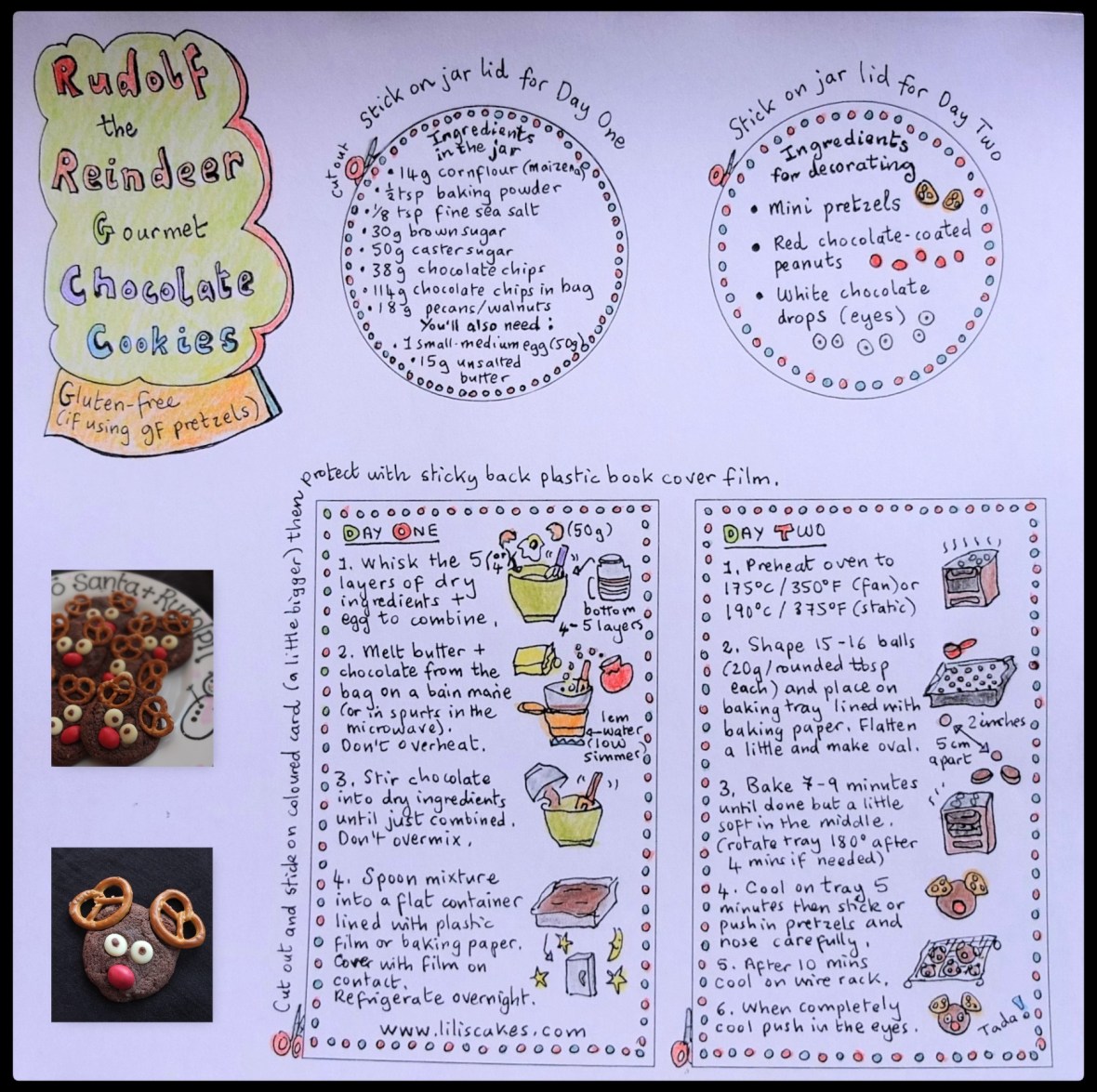 Rudolph chocolate cookie jar labels in colour