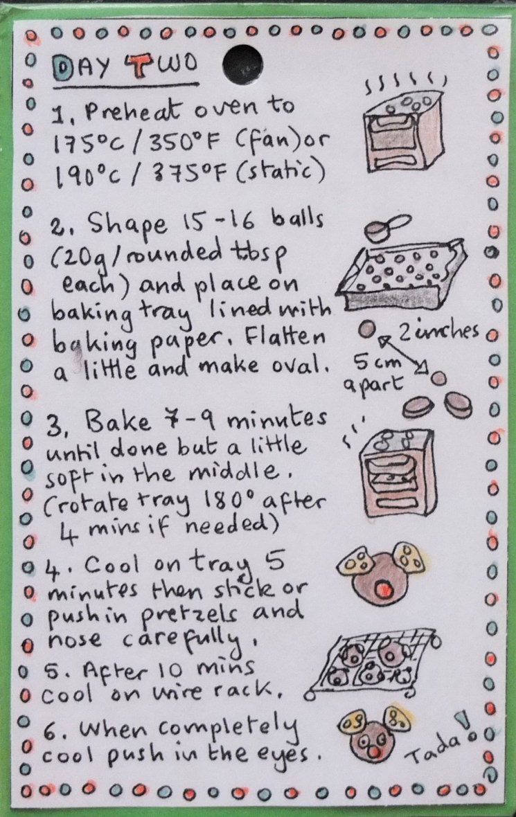 Rudolph chocolate cookies - shaping and baking illustrated recipe