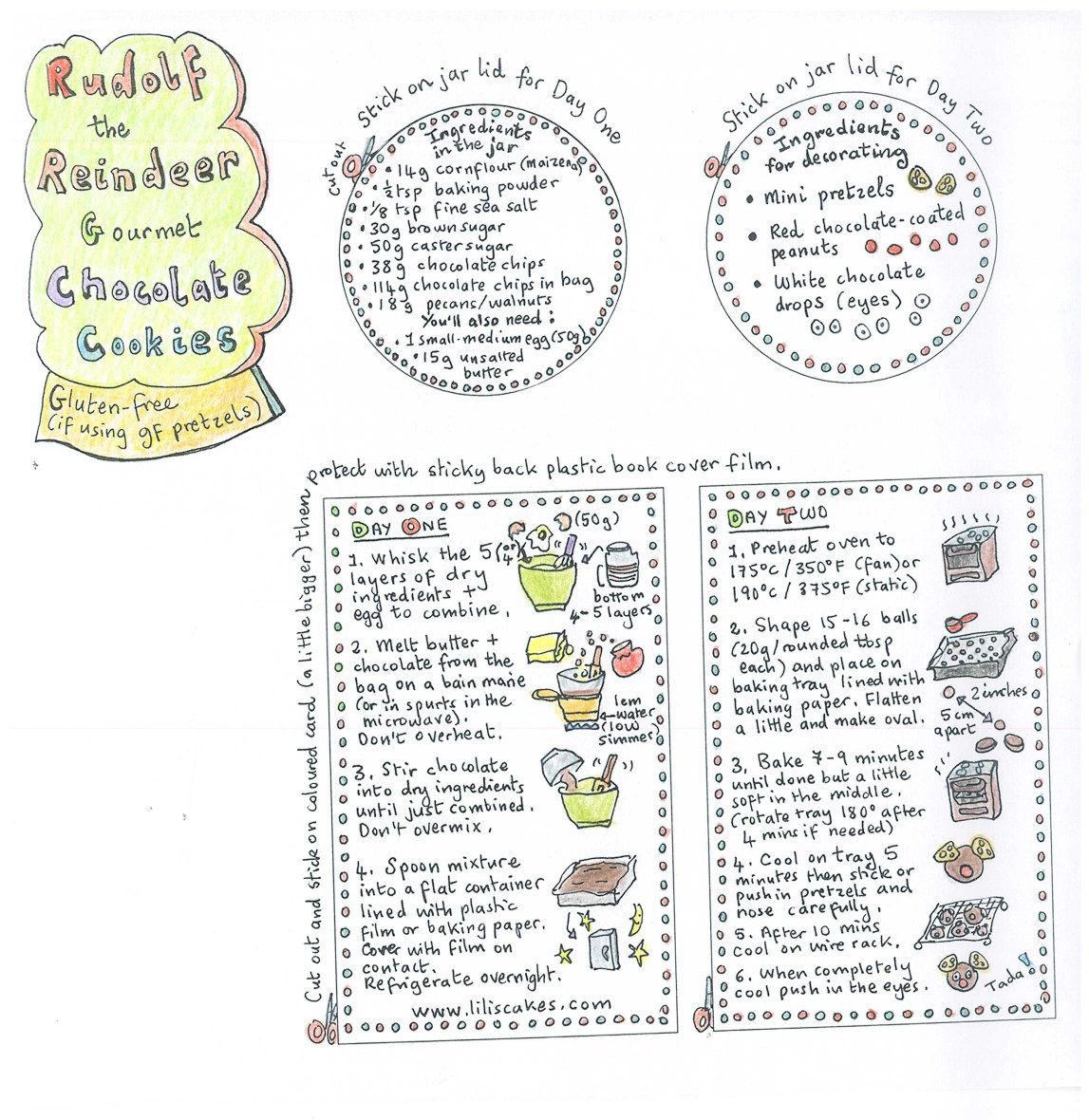 Rudolph chocolate cookie jar labels in colour