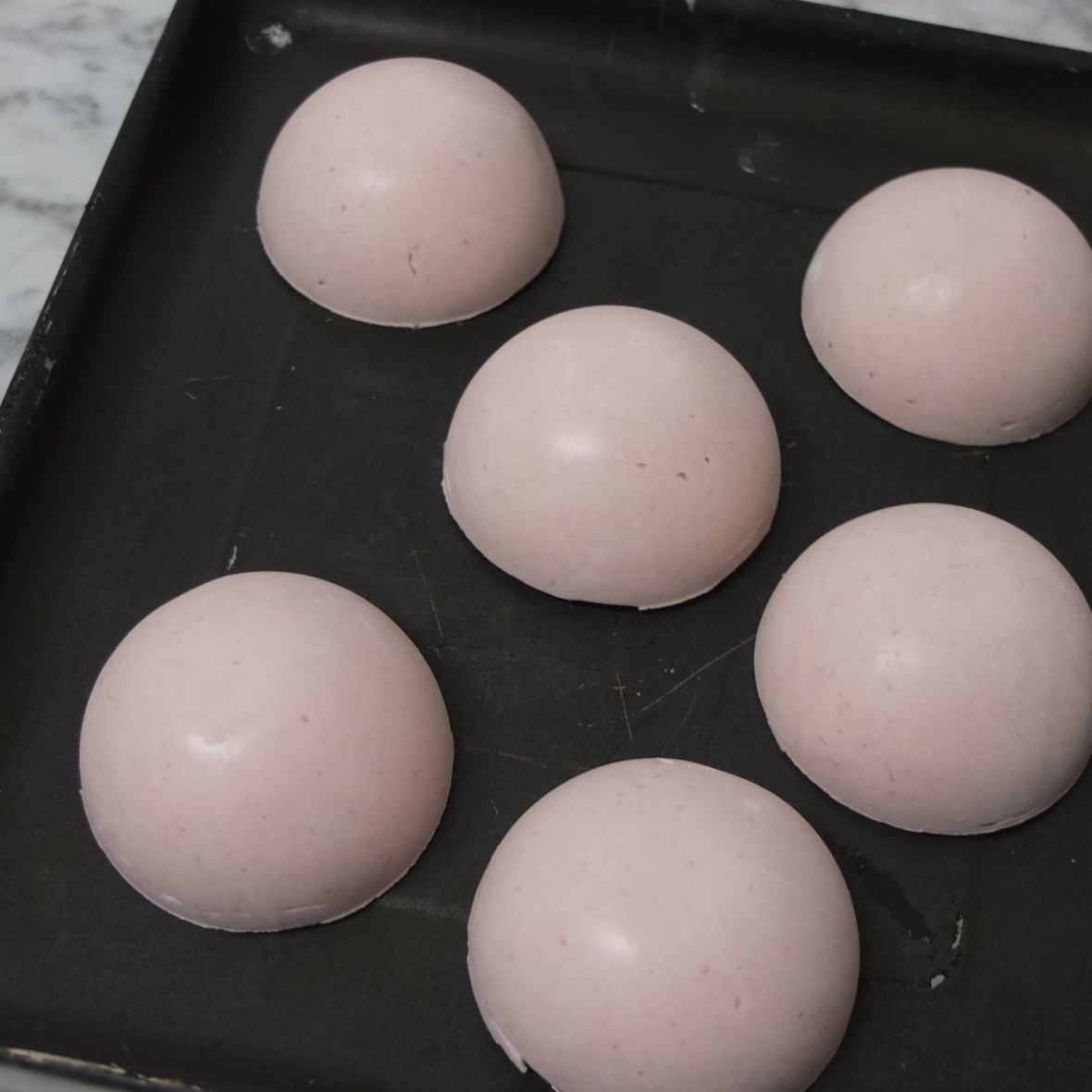 Cherry dome cakes (santa hats) - mousse domes