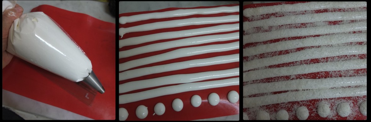 Marshmallow for santa hat cherry dome cakes - piping