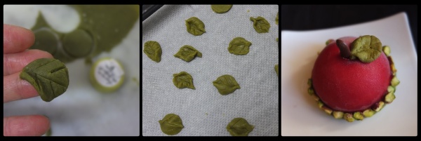 Matcha leaves for cherry dome cakes