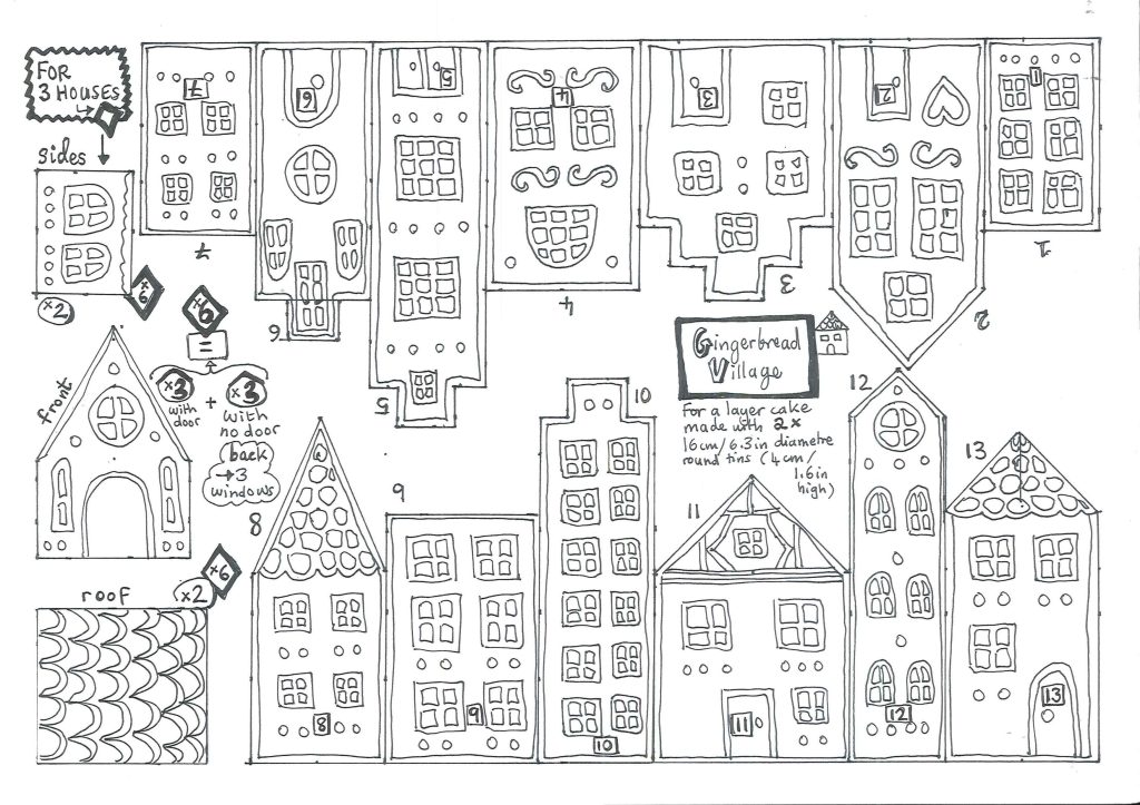 Gingerbread village houses template