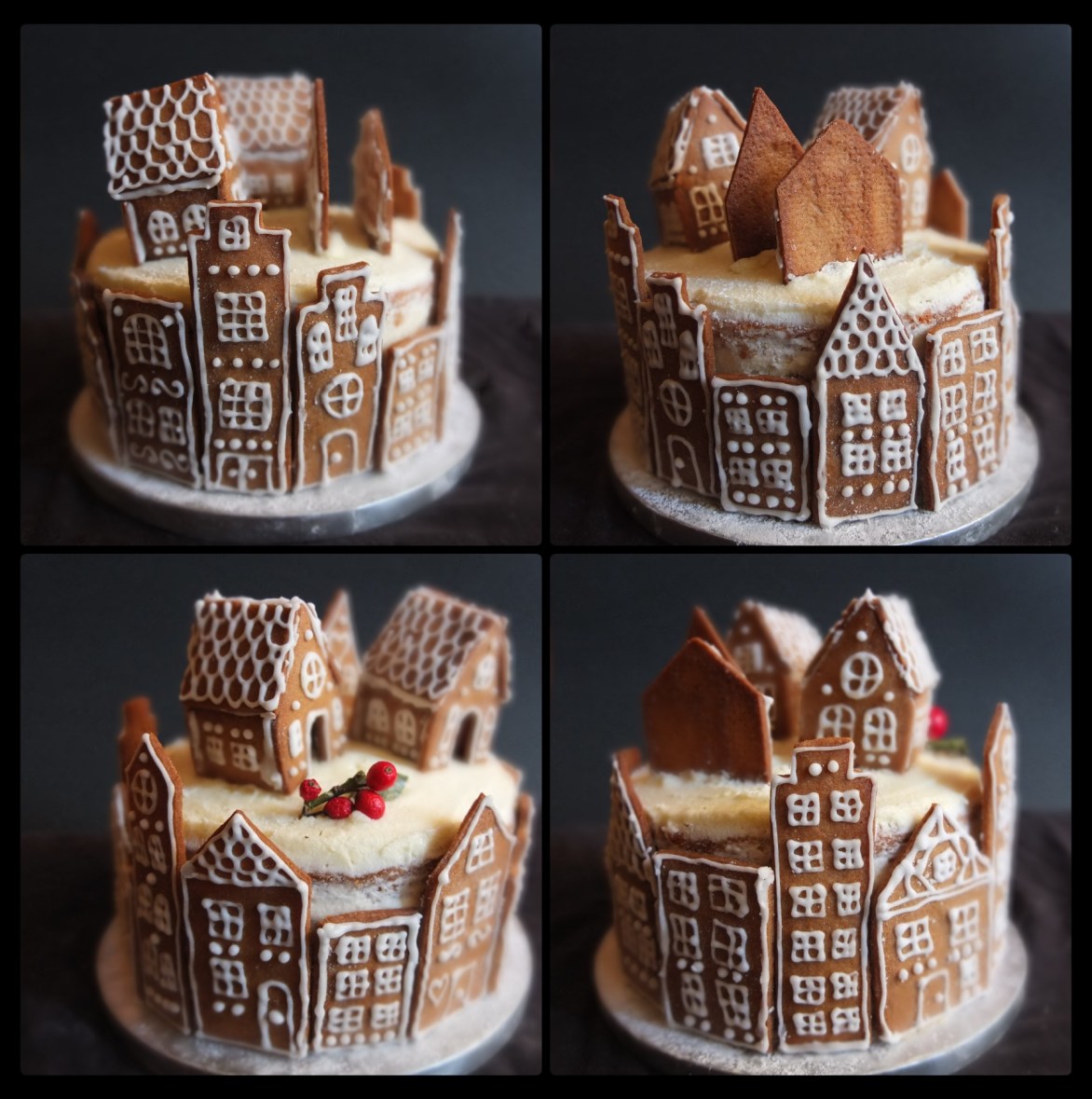 Gingerbread village orange spiced layer cak