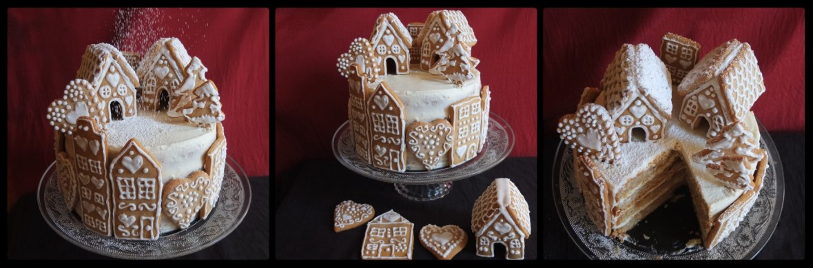 Valentines gingerbread village spiced orange cake