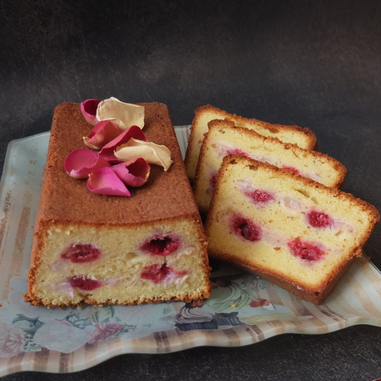 Raspberry, rose and lychee ispahan cake