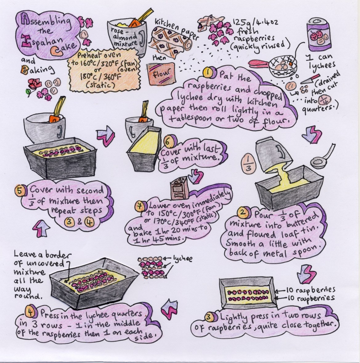 Ispahan cake illustrated recipe