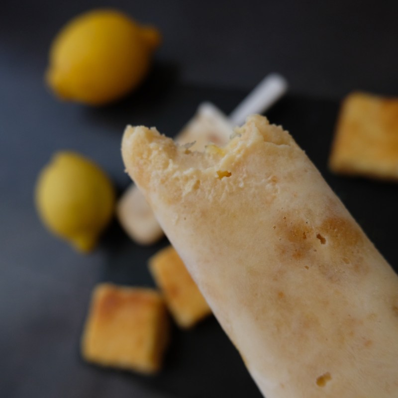 Healthier creamy lemon square lolly