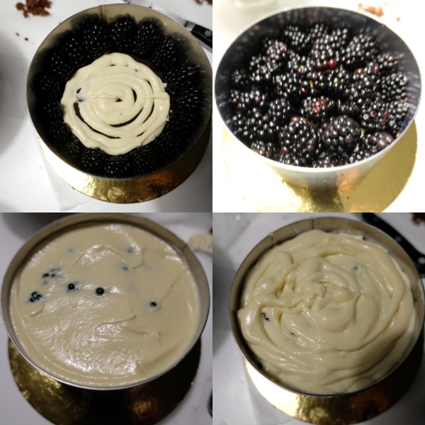 Blackberry chocolate layer cake - Mûrier assembly 2