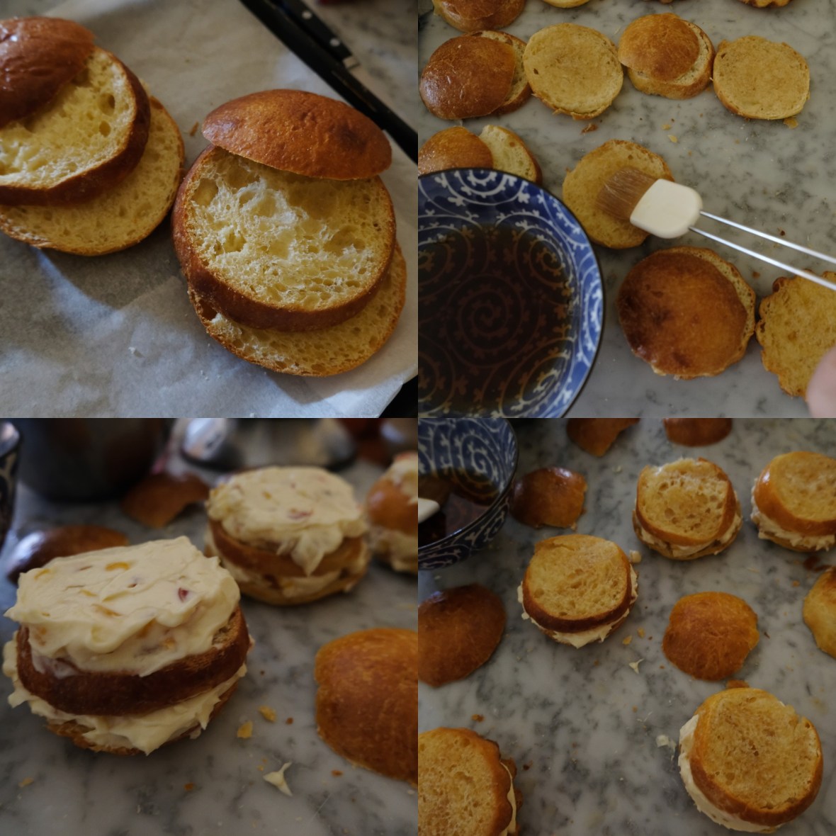 Assembling sourdough brioches polonaises