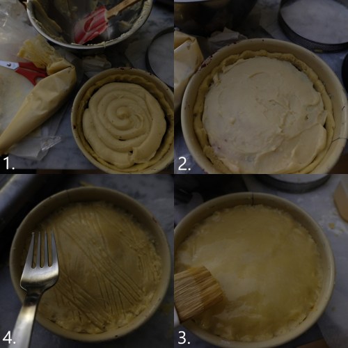 Assembling Gateaux Basques 2 - jam or compote layer