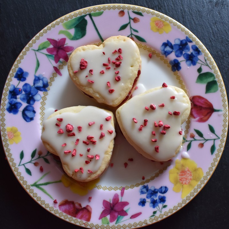 Swedish raspberry slice heart biscuits