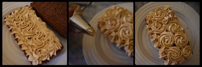 Assembling the dulce de leche chocolate cake