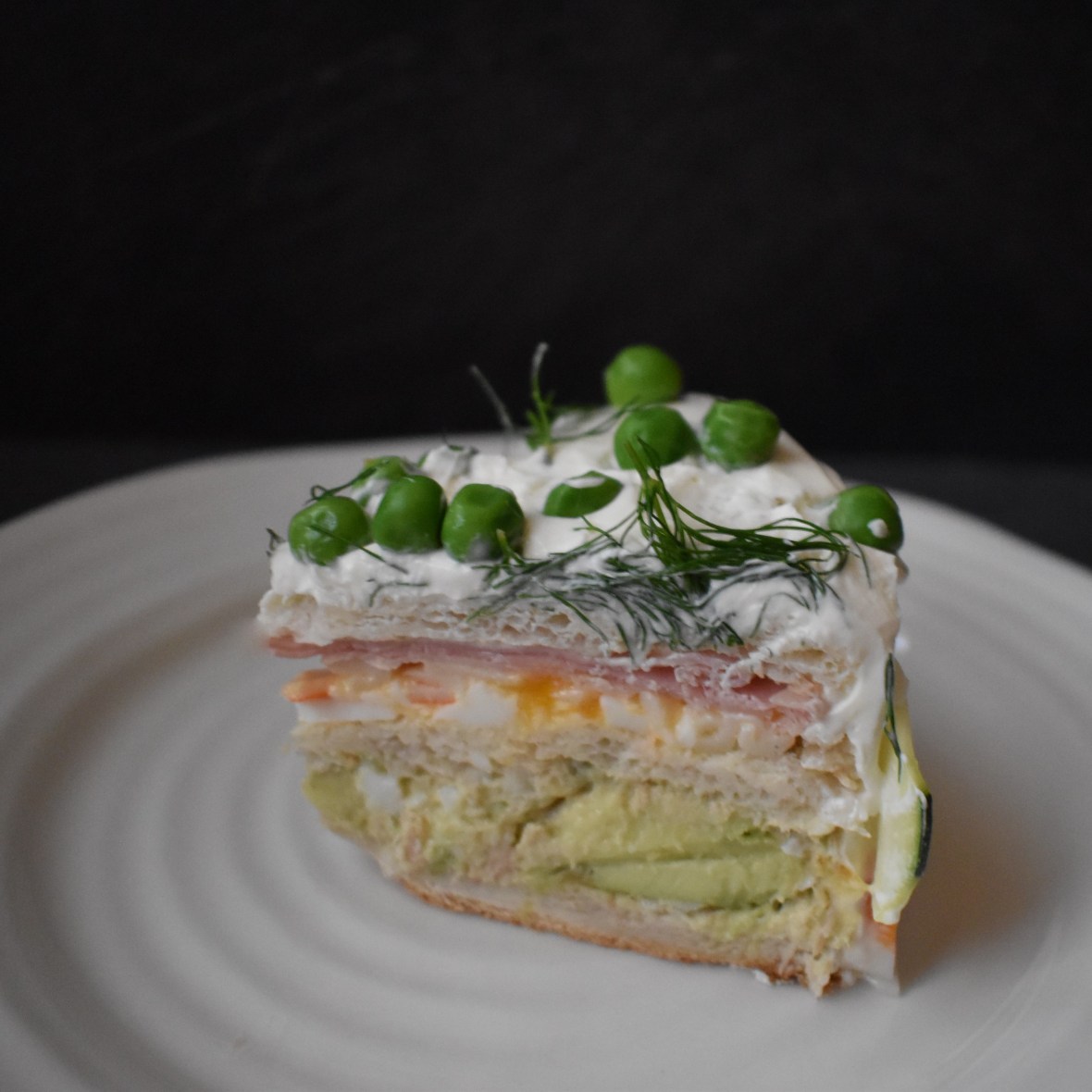 A slice of Swedish sandwich cake