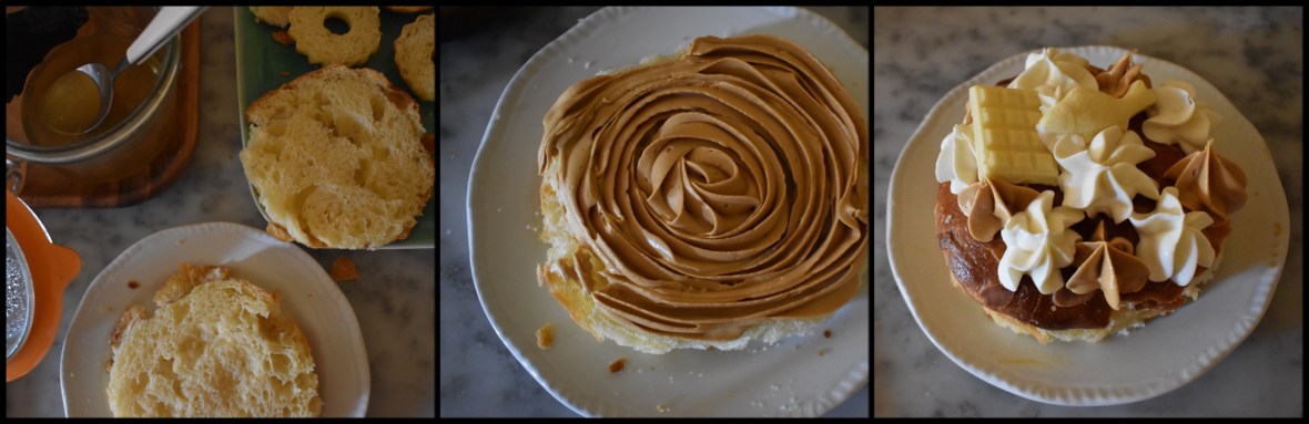 Assembling a smaller mojito brioche cake